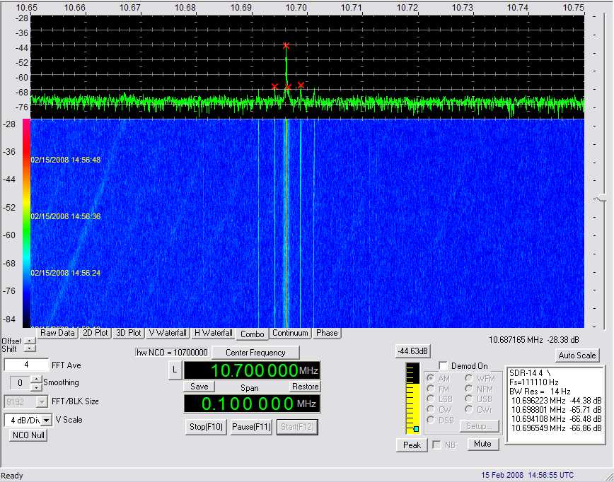 Reverse
Doppler trace from Coriolis on 2242.5 MHz